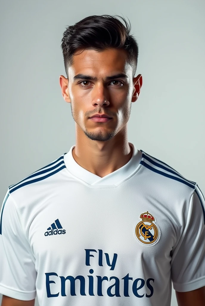 Generate a photo of Halan with the Real Madrid jersey.