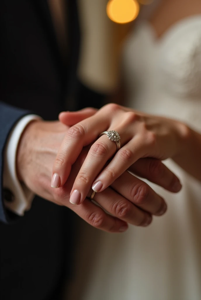 Create a real picture of me with my fiance without showing our faces just rings in our hands....a close up picture of our hands with rings