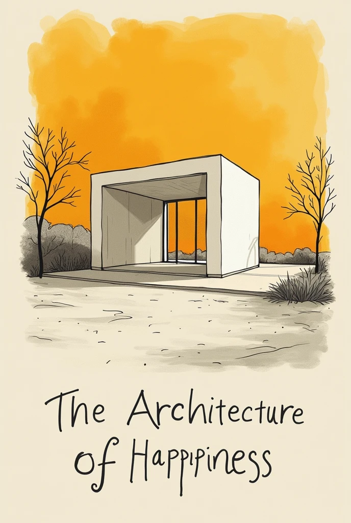 Create a simple hand made poster based on the Book The Architecture of Happiness