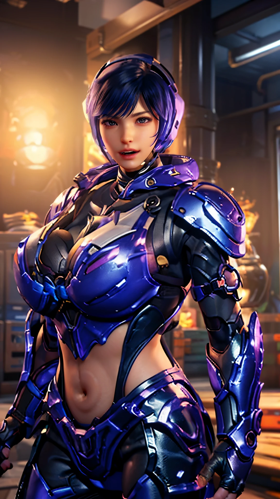 vonnyfelicia, CLOSE UP UPPER BODY,solo, COWBOY SHOT PORTRAIT, perfect fingers, ((HEADSET GAMING HEADPHONE, MULTIPLE COLOR SHORT HAIR:1.4)), (GIGANTIC ROUND BREASTS, K-CUP SIZE BREASTS, SQUEEZE CLEAVAGE TOP, 11 LINE ABS:1.5), (TIGHT BLUE FUTURISTIC HUMANOID MECHA OVERWATCH ARMOR:1.5), (MUSCULAR BODY SHAPE:1.5), (CLEAN GLOSSY BODYSKIN:1.5), (LOOKING AT VIEWER:1.6), (BACKGROUND FUTURISTIC SPACE STATION:1), (Photorealsitic:1.5), (Ultra-detail), (TOP-QUALITY), (BEST SHADOWS), BRIGHT LIGHT IN ROOM, HYPER TEXTURE, (4X MSAA), ((UNREAL ENGINE 5 RENDER)), (NEON), PHYSICALLY-BASED RENDERING, ULTRA HIGHT DEFINITION, 16K, 1080P.