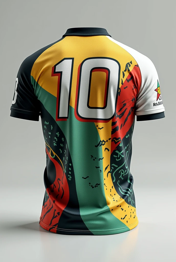 AMARU SPORT Sports Polo color, white, black green, yellow, Red Native design on the back with the number 10 without a collar