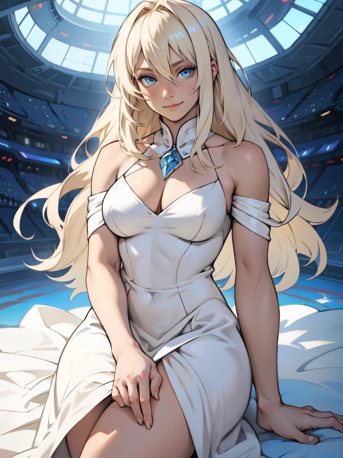 platinum blonde blue eyes shoulder length hair beautiful soft smile feminine graceful girl