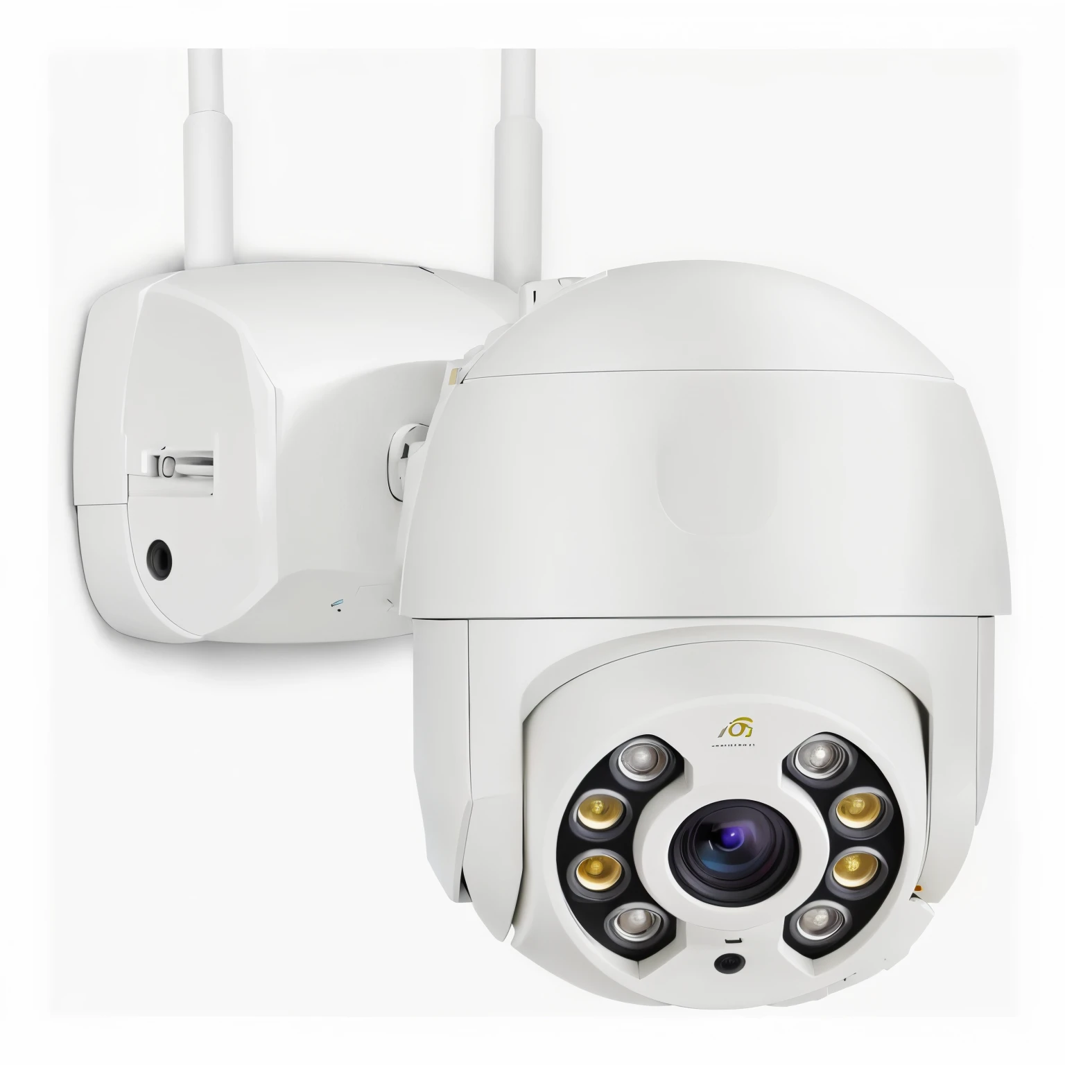 a close up of a camera mounted on a wall with a wireless receiver, security cameraera, 1080P, 1 0 8 0 p, 4 8 0 p, 480p, surveillance camera, CCTV - C 8, security camera, 8 k - h 7 6 8, product photo with high detail, night camera, wide angle exterior 2022