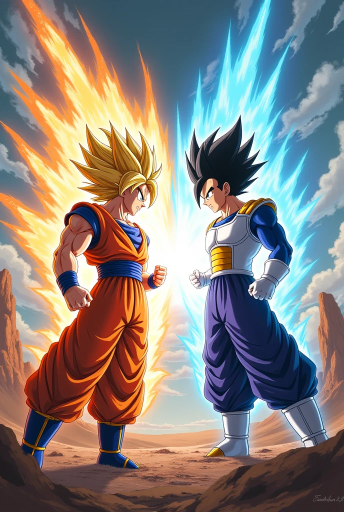 Goku Ui kamehameha vs Vegeta Ultra ego Galick gun