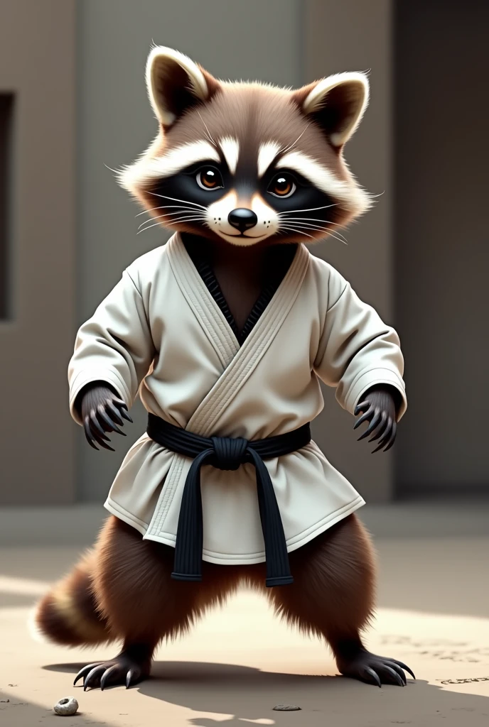 Image of Raccoon dressed in Karate suit