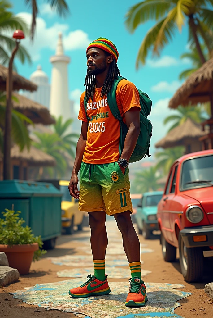 A best guide of tourism ever. A rastafari person in a decathlon clothes.