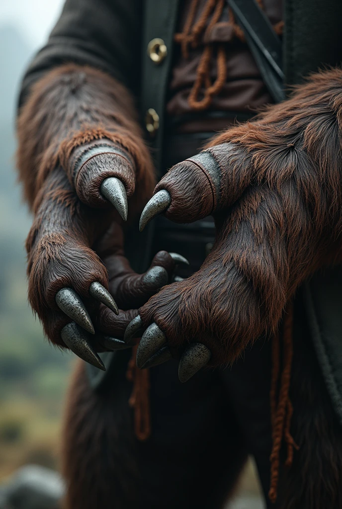 Bear paws from the Albion game with a person carrying them in their hands.