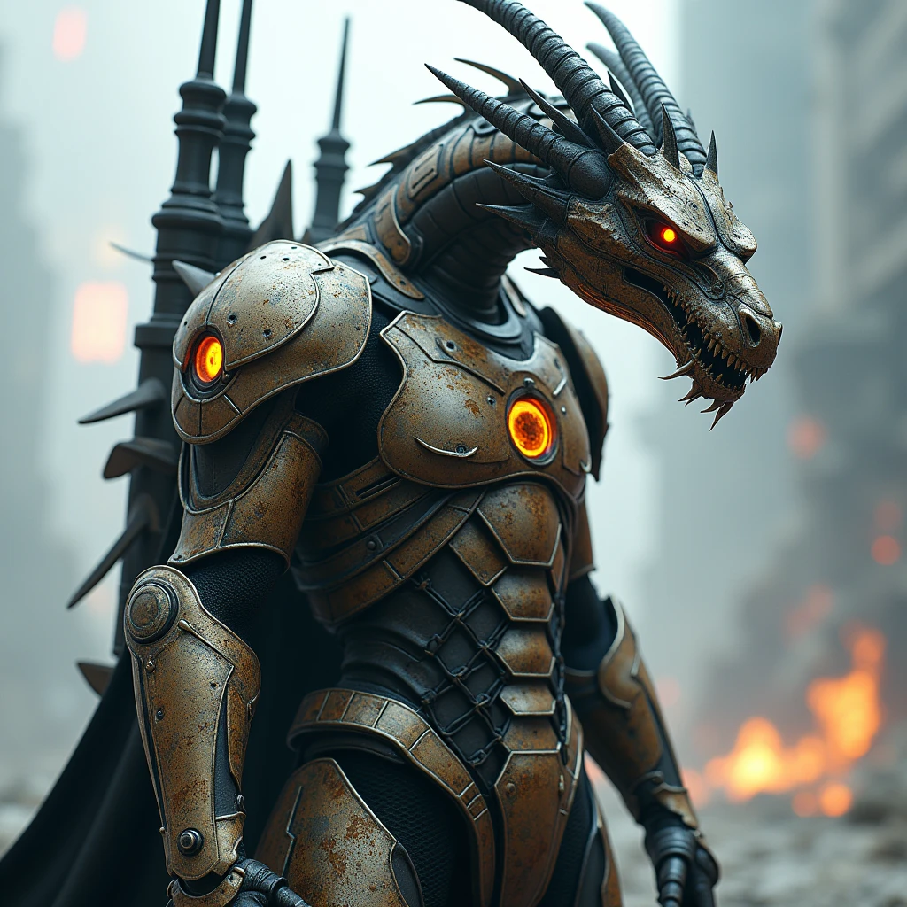 (dragon in armor 1.2 with weapons), Full body image, (complex elements), (Cyberpunk Style 1.5), (futurism 1.2), robotic eye, (on spaceship 1.3)