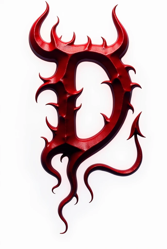 (logo design) sexy evil logo, a sexual striking red letter D, adorned with sharp, menacing demon horns, and a sinuous demon tail extending from the base, dynamic and bold, emphasizing a dark theme, glossy finish, high-resolution, creating an impression of sexuality and power. White background. 