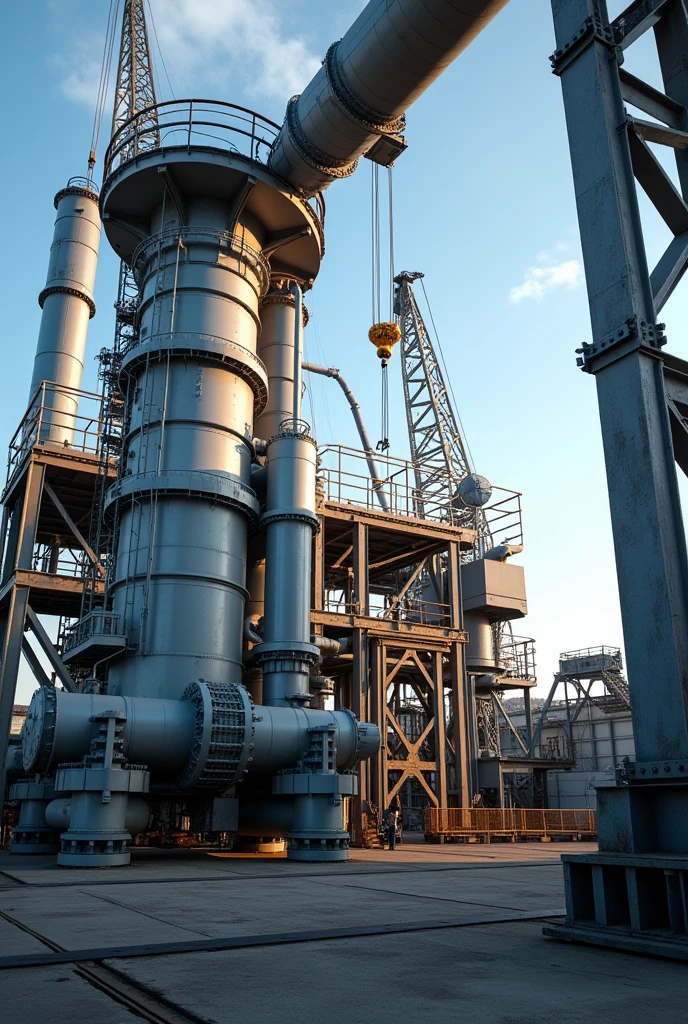 create an image with piping, crane and metal structure, with an engineer&#39;s watermark
