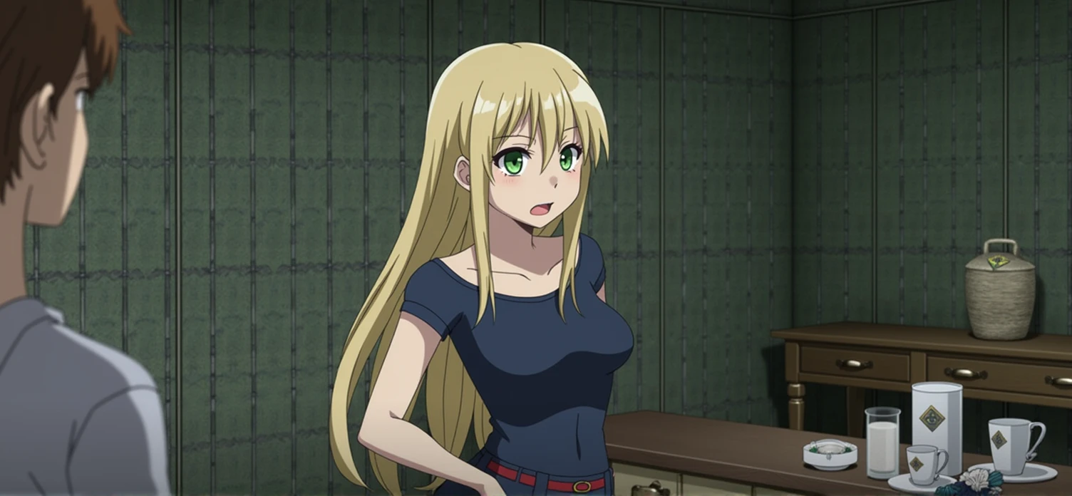 Blonde with green eyes and big tits