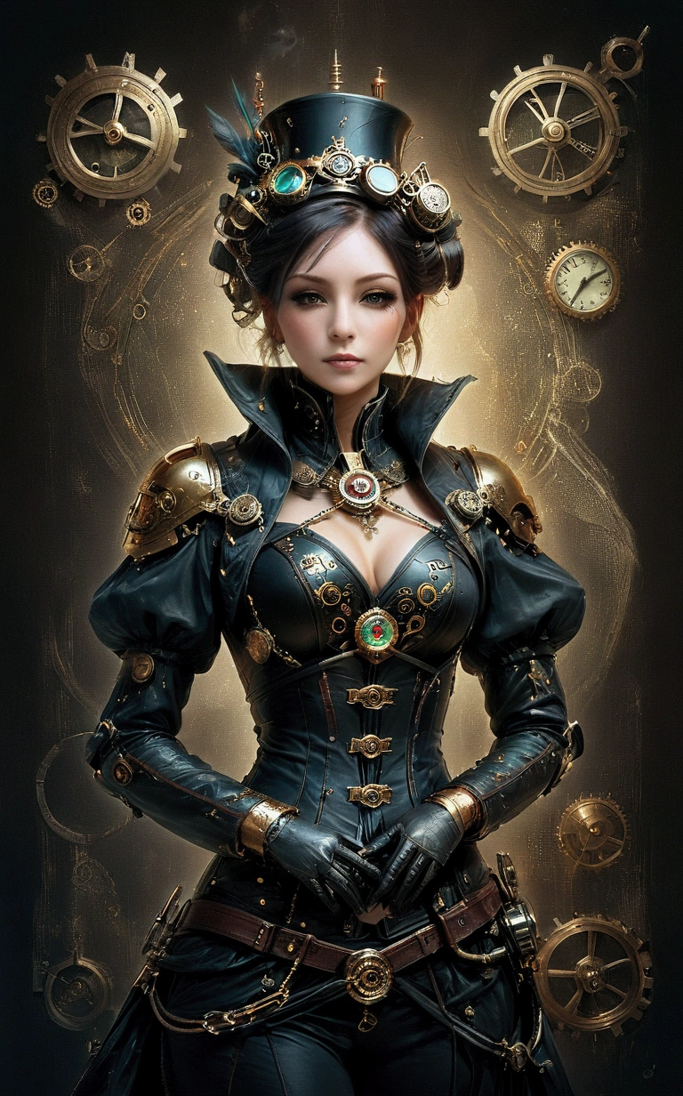 a close up of a woman wearing a steam punk costume, portrait of lady mechanika, digital steampunk art, high quality steampunk art, steampunk digital art, steampunk art, steampunk beautiful anime woman, steampunk fantasy style, steampunk cyberpunk, a steampunk beautiful goddess, steampunk fantasy, clockwork woman, steampunk girl, steampunk fiction, steam-punk, steampunk aesthetic, steampunk warrior