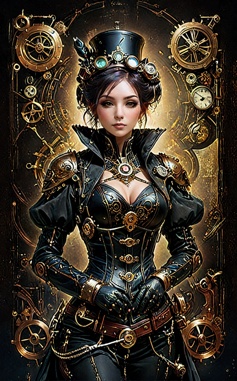 a close up of a woman wearing a steam punk costume, portrait of lady mechanika, digital steampunk art, high quality steampunk art, steampunk digital art, steampunk art, steampunk beautiful anime woman, steampunk fantasy style, steampunk cyberpunk, a steampunk beautiful goddess, steampunk fantasy, clockwork woman, steampunk girl, steampunk fiction, steam-punk, steampunk aesthetic, steampunk warrior
