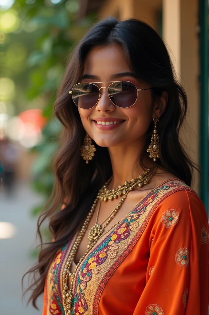 Indian girl with sunglasses and ethnic wear