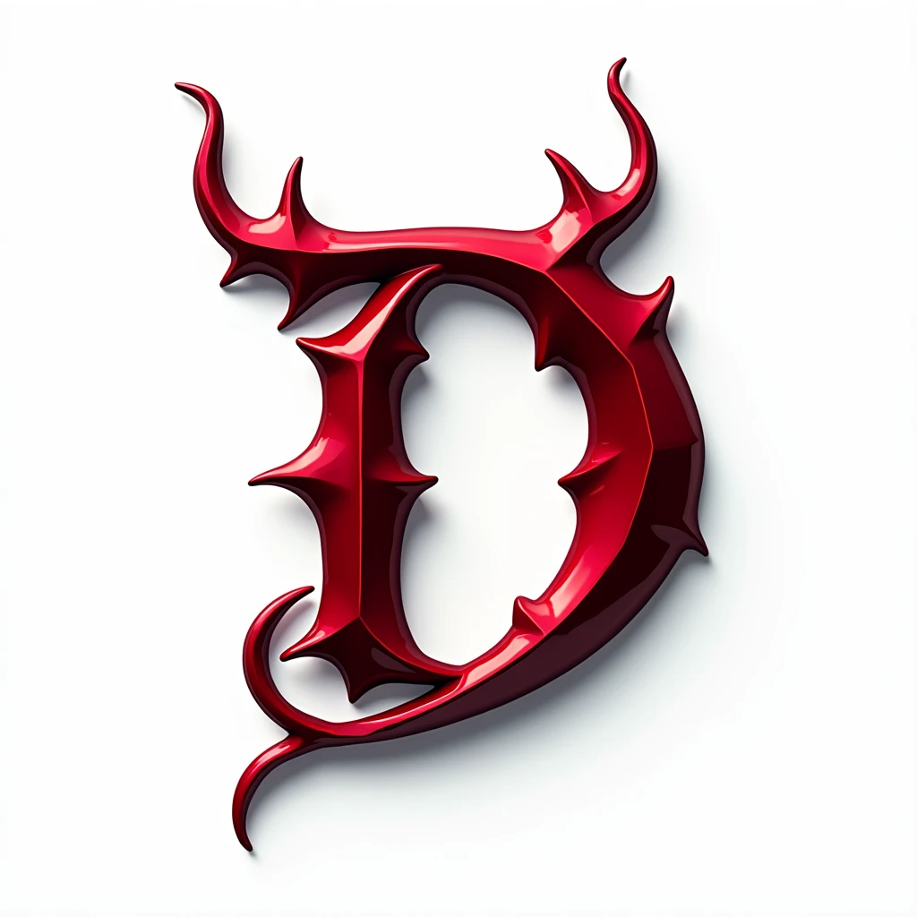(logo design) sexy evil logo, a sexual striking red letter D, adorned with sharp, menacing demon horns, and a sinuous demon tail extending from the base, dynamic and bold, emphasizing a dark theme, glossy finish, high-resolution, creating an impression of sexuality and power. White background.