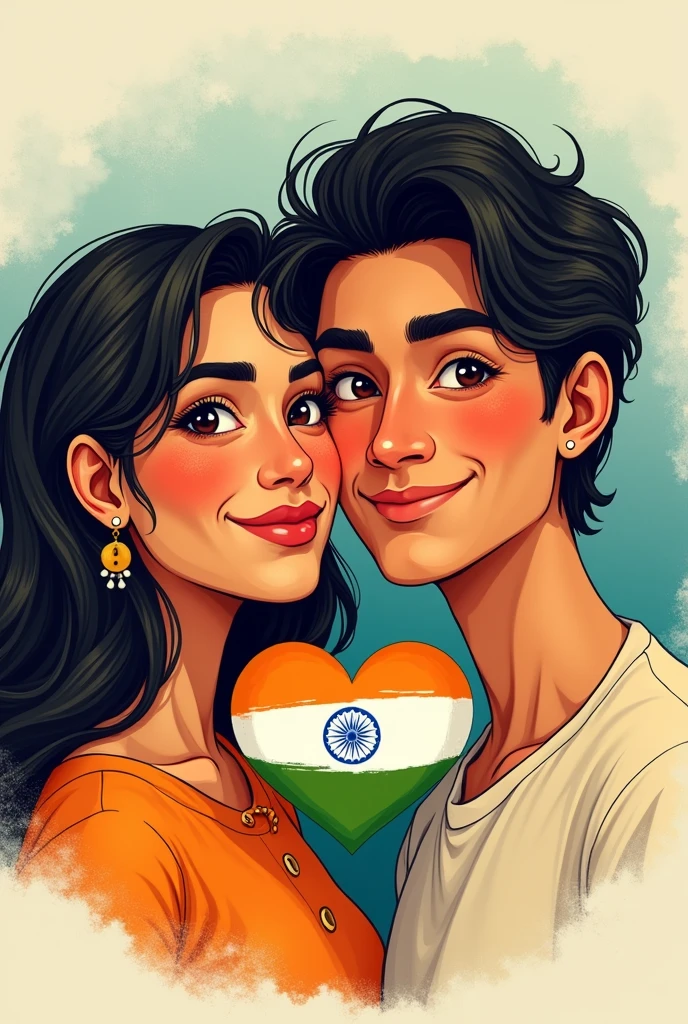 Shalini and Amit name and give Indian flag in heart shape between the given names