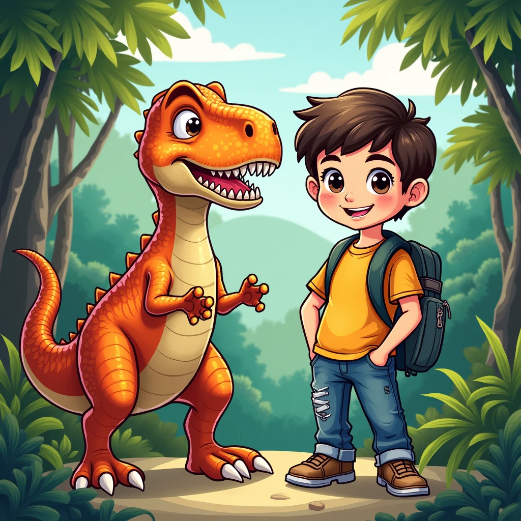 A dinosaur-themed school label. Name: Ricardo Raul Fernandez
Grade: 1st grade 