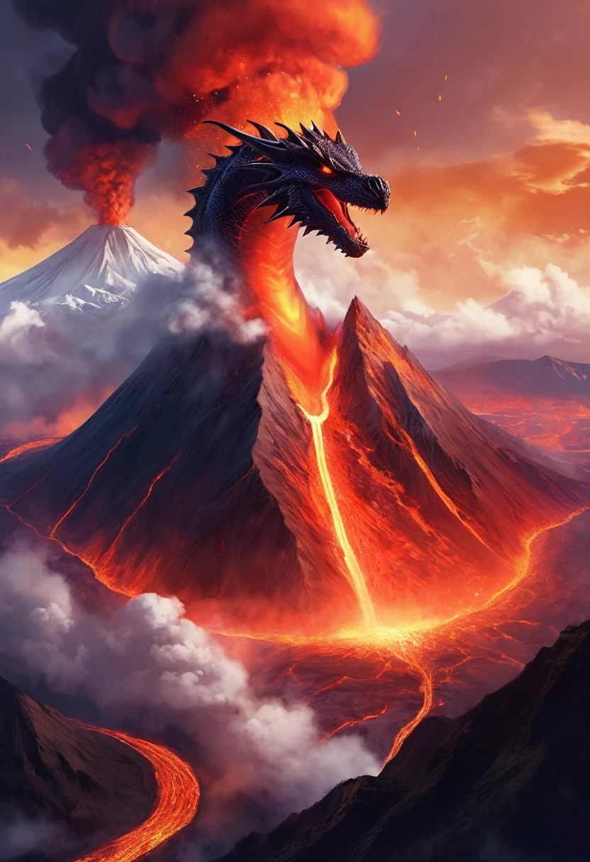 generate me a volcano background which would go extremely well with a dragon