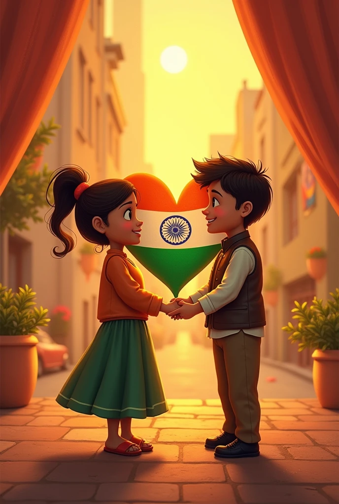 Shalini and Amit name and give Indian flag in heart shape between the given names