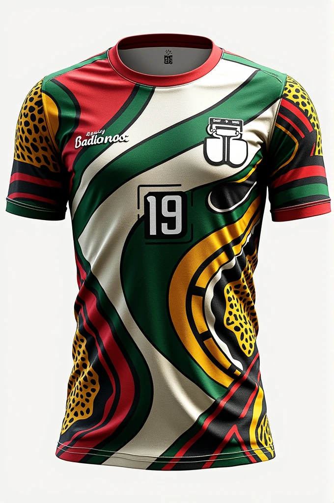 SPORT color sports T-shirt, white, black green, yellow, red. design by the Pistha natives, AMARU group