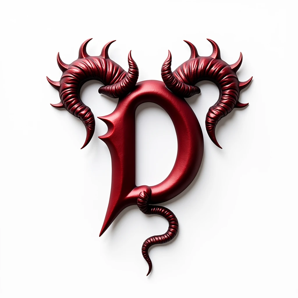 (logo design) sexy evil logo, a sexual striking red letter D, adorned with sharp, menacing demon horns, and a sinuous demon tail extending from the base, dynamic and bold, emphasizing a dark theme, glossy finish, high-resolution, creating an impression of sexuality and power. White background.