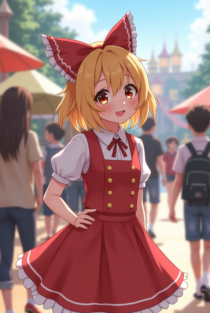 At the theme park、A cute 15-year-old cosplayer、Scenes of people having fun