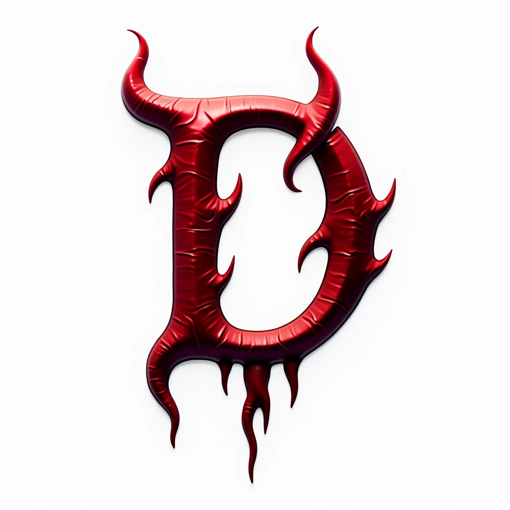 (logo design) sexy evil logo, a sexual striking red letter D, adorned with sharp, menacing demon horns, and a sinuous demon tail extending from the base, dynamic and bold, emphasizing a dark theme, glossy finish, high-resolution, creating an impression of sexuality and power. White background. 
