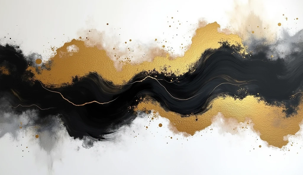 Abstract large wall art printable, gorgeous design, black and white accentuated by metallic gold, Gold foil Abstract Art II Brush Modern light luxury Abstract Large Wall Art, Printable Art, Modern Wall art , Modern Art prints