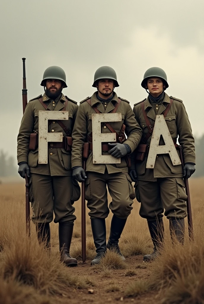 Three War Heroes on a Battlefield, the format of each of them being the Letters, F, B e A. One next to the other in that same order.