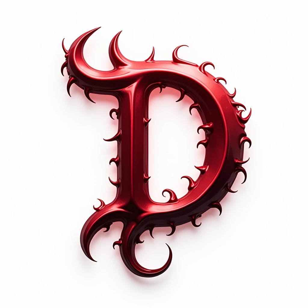 (logo design) sexy evil logo, a sexual striking red letter D, adorned with sharp, menacing demon horns, and a sinuous demon tail extending from the base, dynamic and bold, emphasizing a dark theme, glossy finish, high-resolution, creating an impression of sexuality and power. White background. 