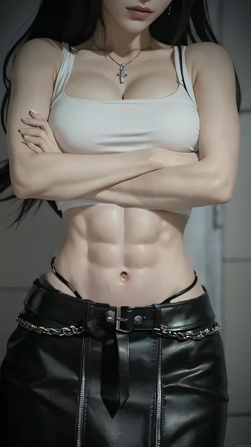 girl with sixpack, well-formed and well-defined sixpack abs