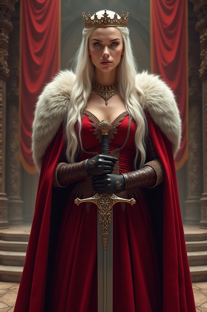 Alysanne Targaryen wearing queen Targaryen wearing with her dark sister sword