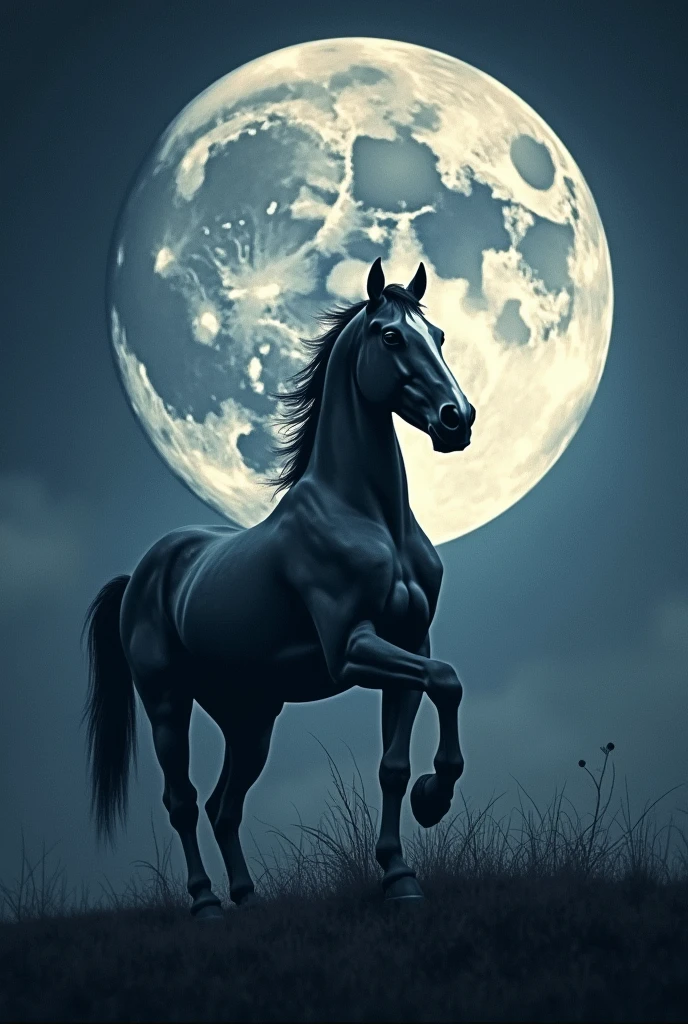 Create an image of a horse on the moon, something very surreal