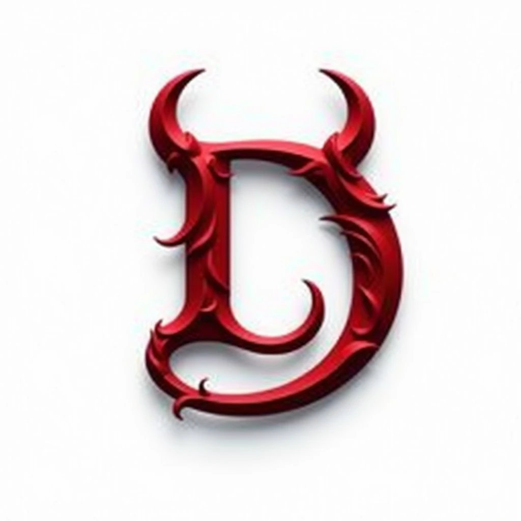 (logo design) sexy evil logo, a sexual striking red letter D, adorned with demon horns, and a sinuous demon tail extending from the base, dynamic and bold, emphasizing a dark theme, glossy finish, high-resolution, creating an impression of sexuality and power. White background. 