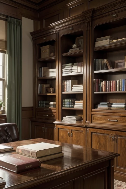 Video background, an office with a bookcase of law books