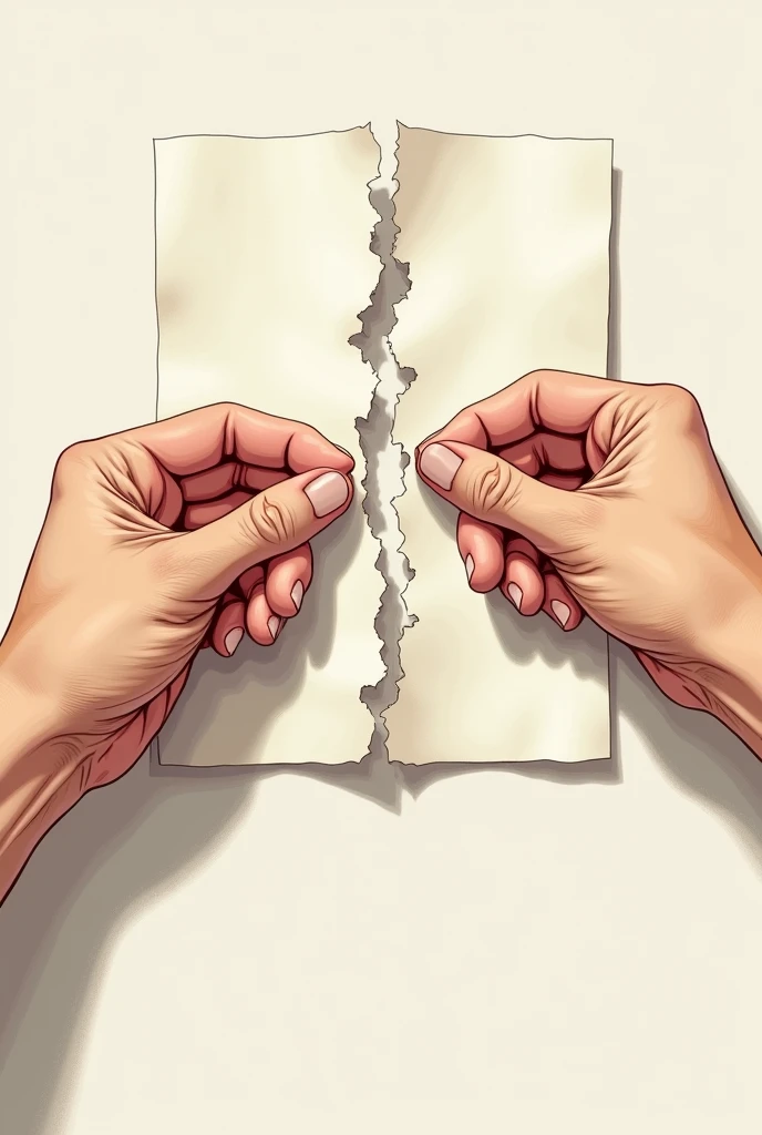drawing of two hands pulling a paper