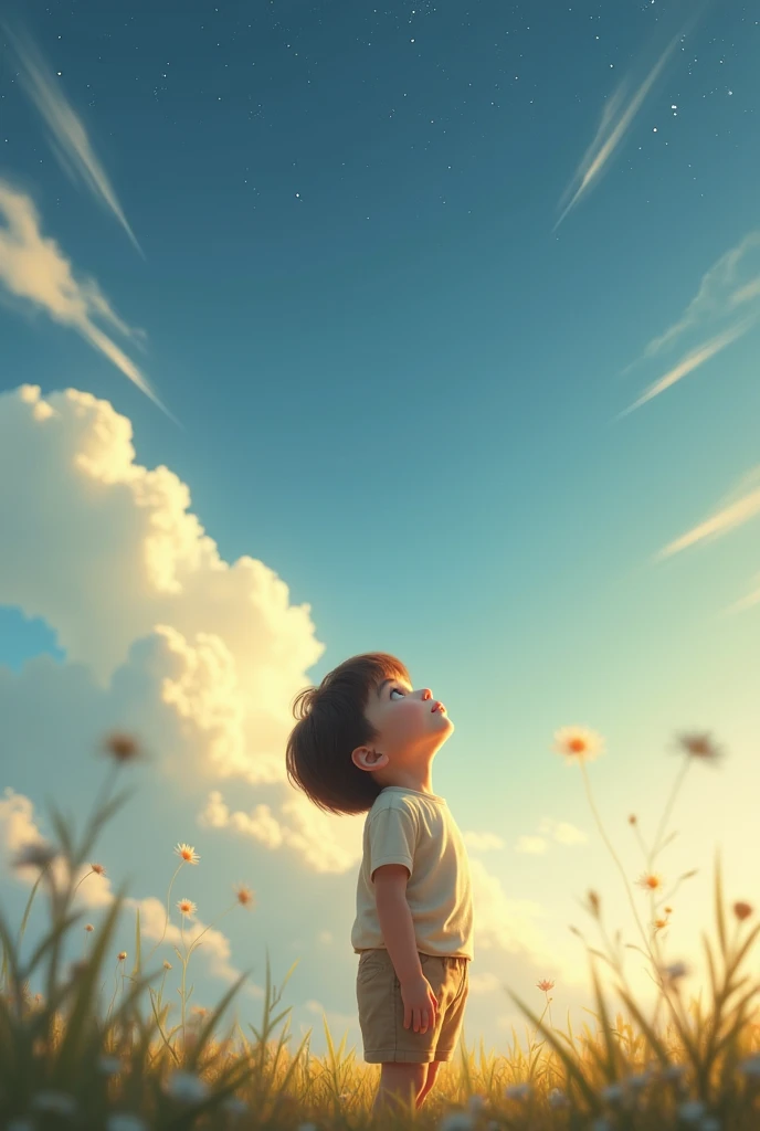 A child looking to heaven