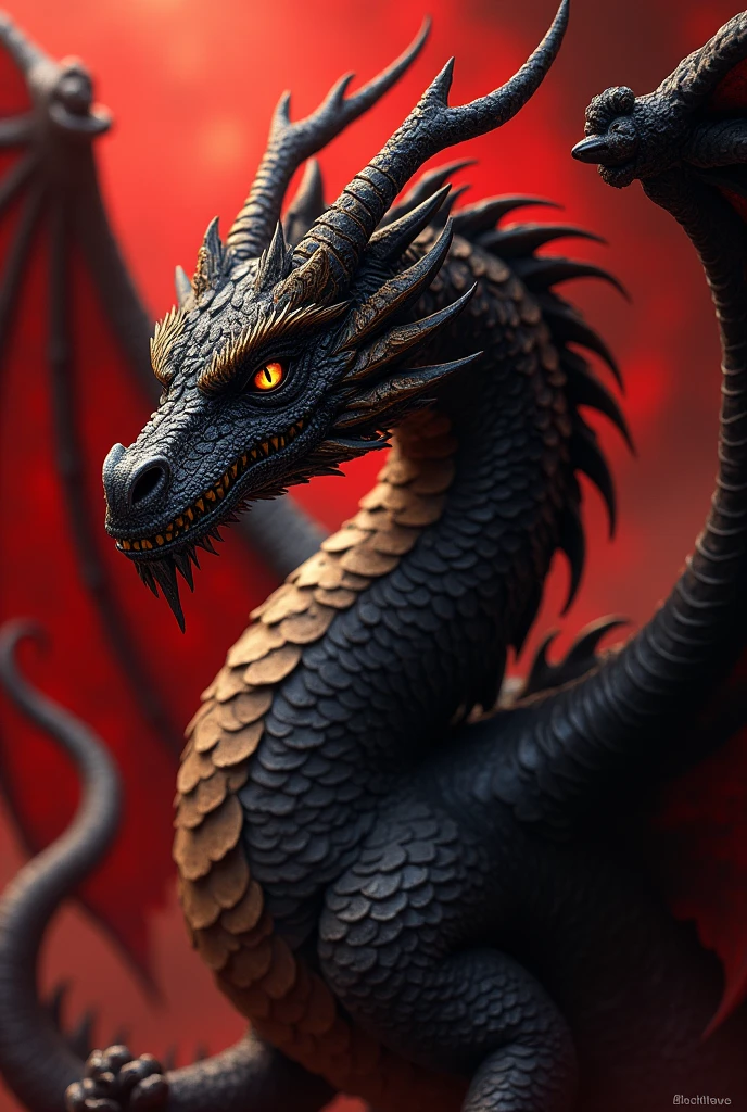 Dragon, red, black, eyes gold,adult,game of thrones 