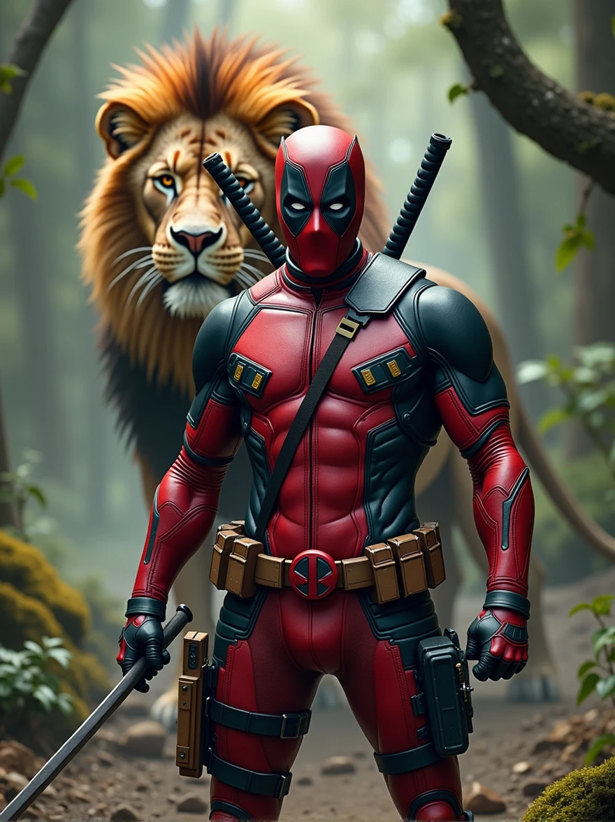 dead pool image with wild animal lion