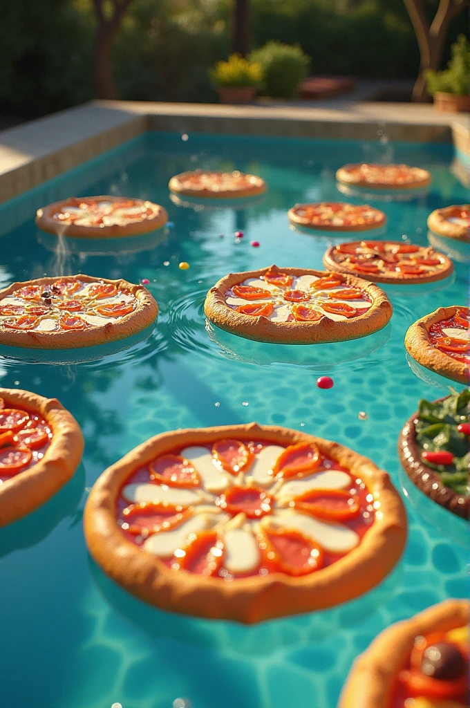 A pool full of pizzas