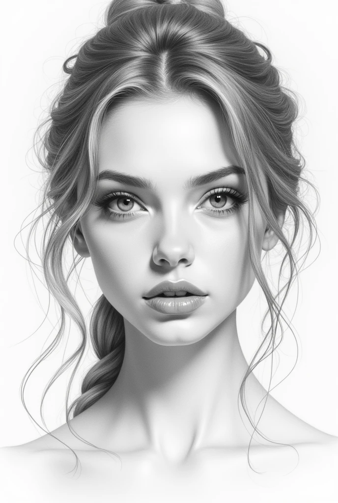 pencil sketch, beautiful girl, high détail, work of art