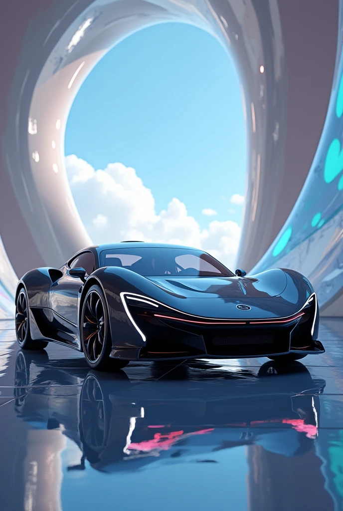 AI genereted sexy big boobs floor with futereistic hyper
 Car