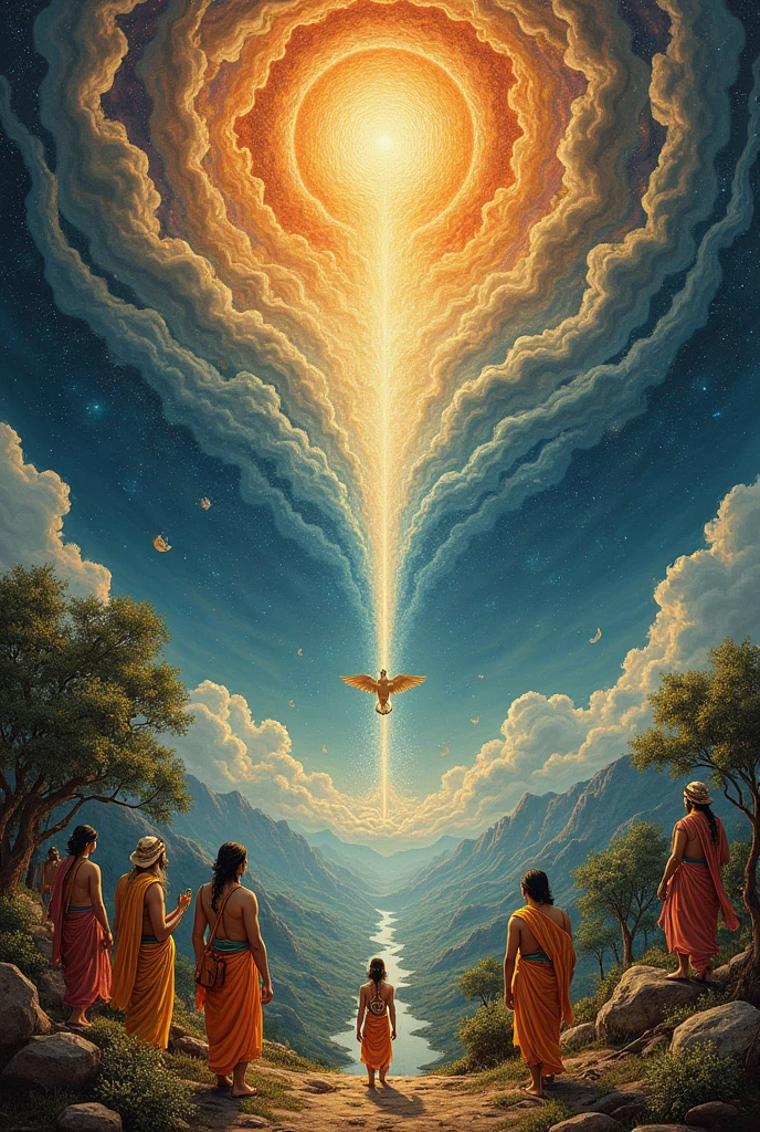 "A scene depicting the transition from the Dwapara Yuga to Kali Yuga.