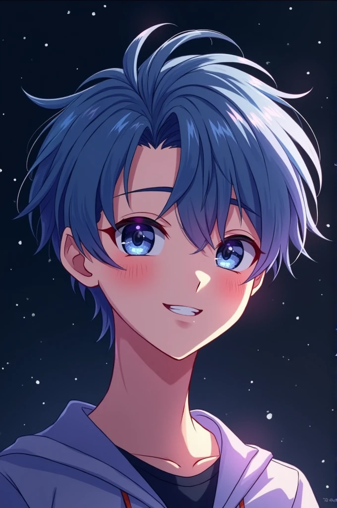 Cute anime boy black background