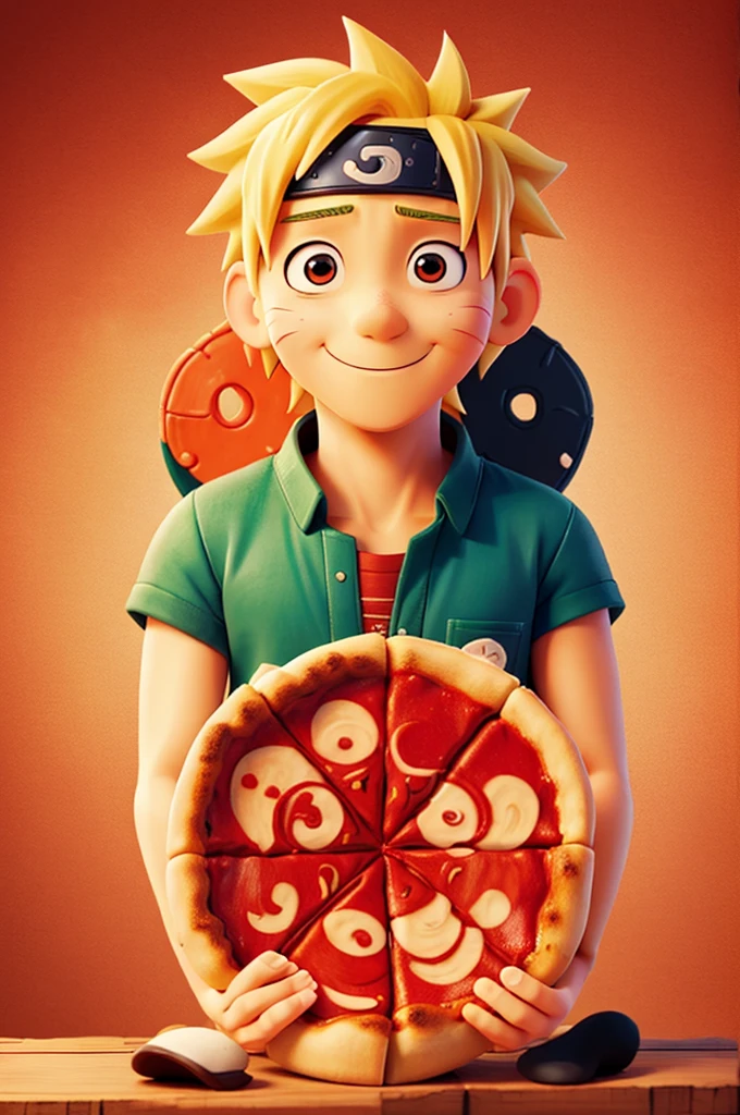 create for me an image of naruto celebrating birthday with pizza