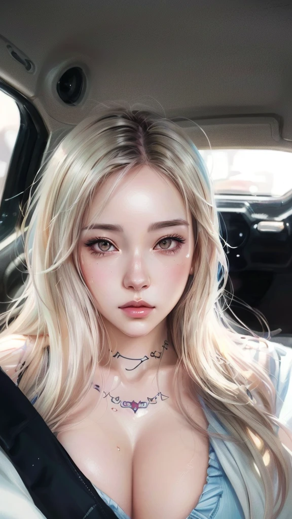 A close-up of a woman with a breast piercing, Realistic art style, realistic art style, Kawaii realistic portrait, realistic digital drawing, in bowater art style, realistic digital illustration, 🤤 girl portrait, guweiz style artwork, realistic anime art style, Realistic digital painting, realism artistic style, realistic anime art style, anime realism style