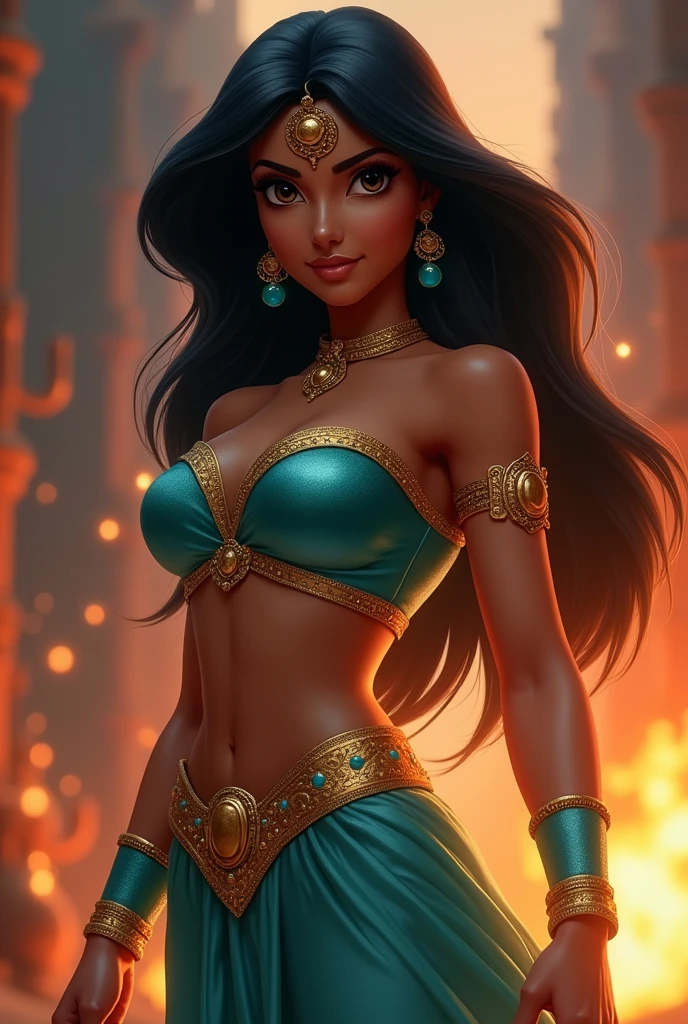 Stunning Princess Jasmine, photo in 8k, in action, cinematic.porn