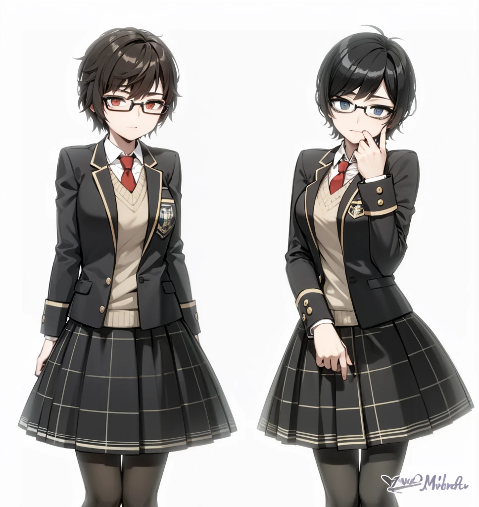 twins with short black hair and glasses