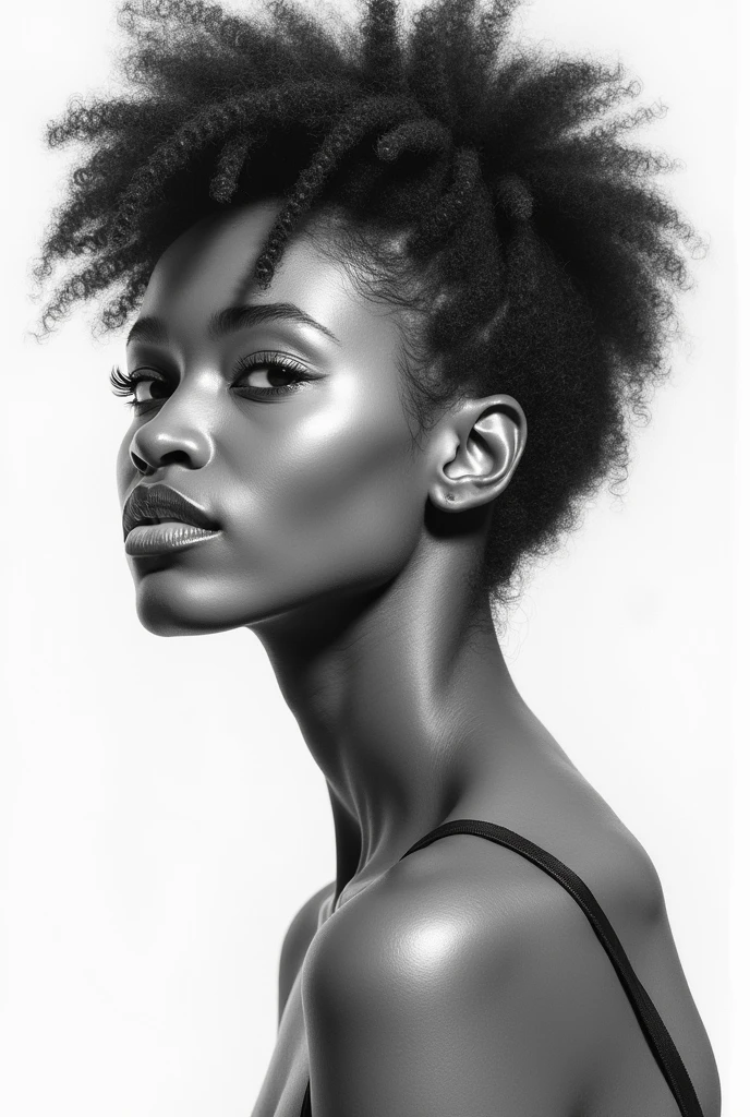 pencil sketch, pretty black girl, high détail, face and shoulder, work of art