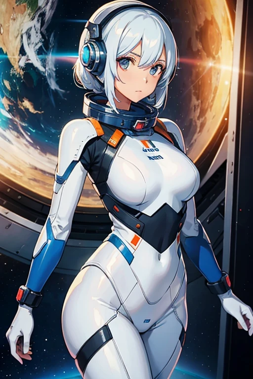 Woman in space robot costume